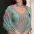 Teal embroderied work silk anarkali suit