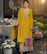 Yellow heavy chinon Full stitched free size