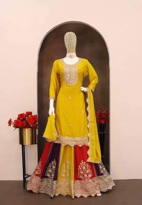 Yellow heavy chinon Full stitched free size 2