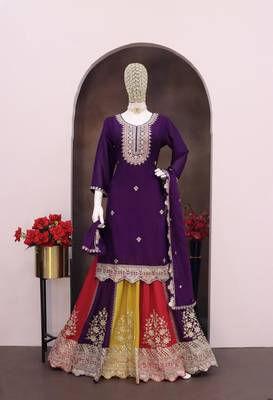 Violet heavy chinon Full stitched free size 1