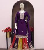 Violet heavy chinon Full stitched free size