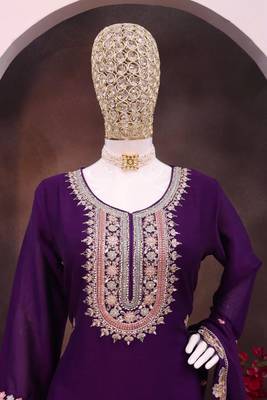 Violet heavy chinon Full stitched free size 2