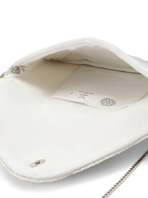Mod Stitch Ivory & White Geometric Sequined Canvas Sling Bag 6