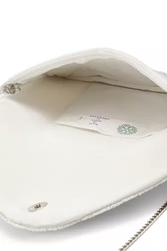 Mod Stitch Ivory & White Geometric Sequined Canvas Sling Bag