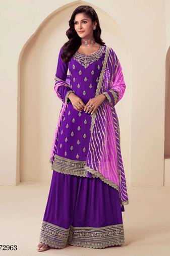 Purple heavy chinon suit