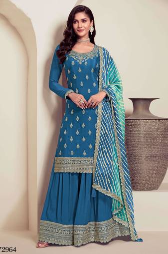 Blue heavy chinon suit