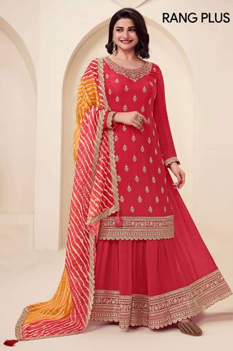 Red heavy chinon suit