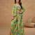 Parrot green real chinon free size stitched 3 piece suit with printed & embroidery hand work