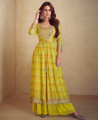 Yellow real chinon Full stitched free size 1