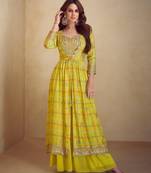 Yellow real chinon Full stitched free size