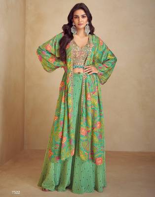 Green real chinon Full stitched free size 1