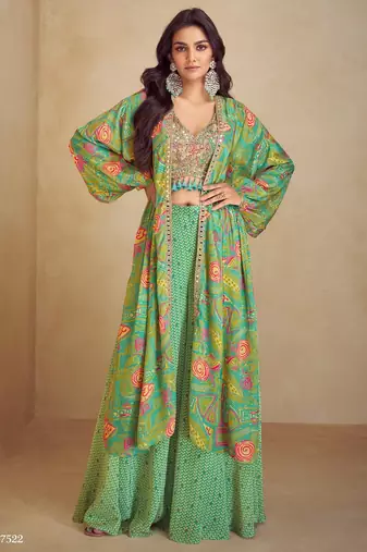 Green real chinon Full stitched free size