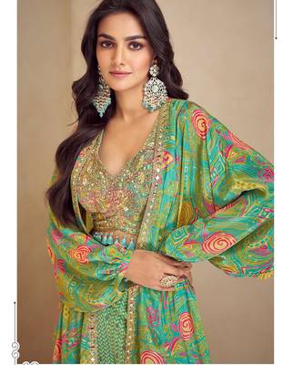 Green real chinon Full stitched free size 2