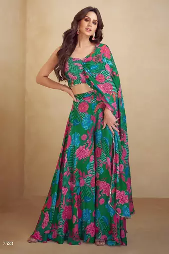 Dark green real chinon Full stitched free size