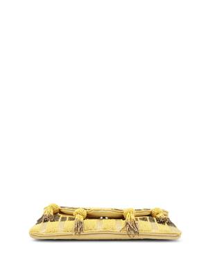 Tassel Tales Pastel Yellow & Antique Gold Sunbrust Beaded Satin Sling Bag 8