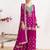 Magenta  embroidery & sequins work chinnon silk straight palazzo  - free size stitching (size upto 42")