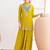 Yellow embroidery & sequins work chinnon silk straight palazzo  - free size stitching (size upto 42")