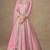 Pink zari emboidery and sequince work chinnon silk anarkali   - free size stitching (size upto 42")