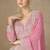 Pink zari emboidery and sequince work chinnon silk anarkali   - free size stitching (size upto 42")