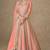 Peach zari emboidery and sequince work chinnon silk anarkali  - free size stitching (size upto 42")
