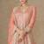 Peach zari emboidery and sequince work chinnon silk anarkali  - free size stitching (size upto 42")
