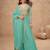 Turquoise embroidery, and handwork, mirror  work simar silk blouse palazzo   - free size stitching (size upto 42")