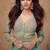 Turquoise embroidery, and handwork, mirror  work simar silk blouse palazzo   - free size stitching (size upto 42")