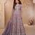 Lavendar  embroidery, and handwork, mirror work georgette anarkali  palazzo   - free size stitching (size upto 42")