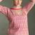 Pink zari embroidery, beads & sequins simar silk straight top with palazzo, free size up to 42"