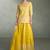 Yellow zari embroidery, beads & sequins simar silk straight top with palazzo, free size up to 42"