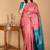 Peachish pink silk saree with silk mark certified