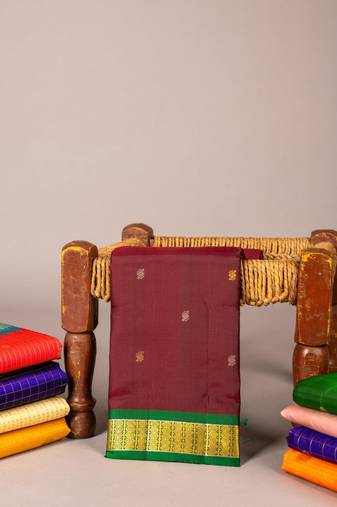 Green and maroon silk saree