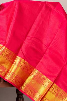 Yellow and pink pattu saree with silk mark certified 4