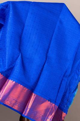Aqua blue kanjivaram silk saree with silk mark certified 4