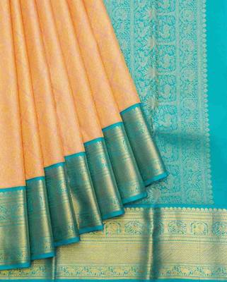 Peach silk saree with silk mark certified 2