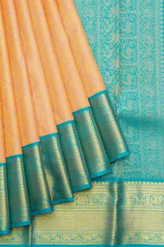 Peach silk saree with blouse 