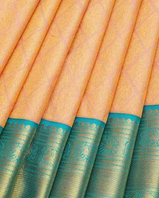 Peach silk saree with silk mark certified 3