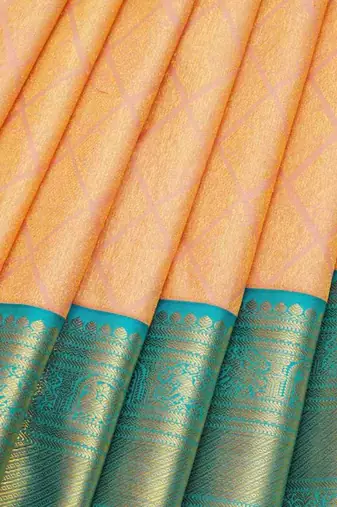 Peach silk saree with blouse 