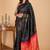 Black and orange silk saree with silk mark certified