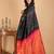 Black and orange silk saree with silk mark certified