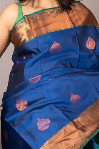 Navy blue pattu saree with silk mark certified