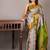 Grey and green soft silk saree with silk mark certified