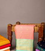 Baby blue and pink soft silk saree