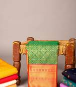 Green designer brocade semi silk saree