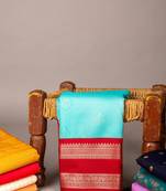 Blue small border soft silk saree