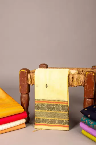 Cream pure kanchi cotton saree