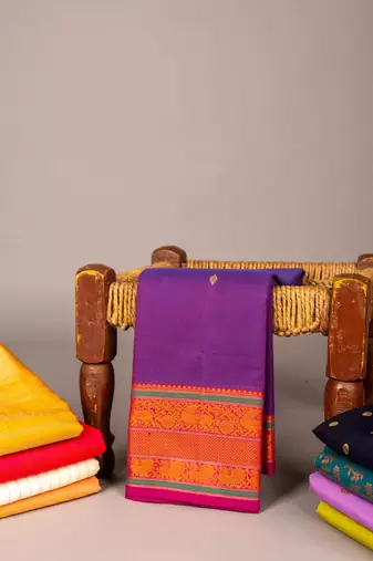 Purple pure kanchi cotton saree