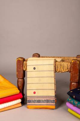Beige traditional pure kanchi cotton saree 1