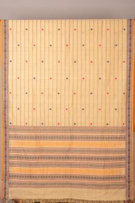 Beige traditional pure kanchi cotton saree 2