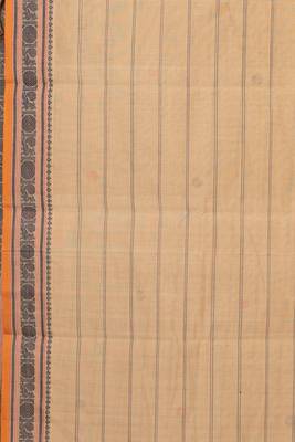 Beige traditional pure kanchi cotton saree 3